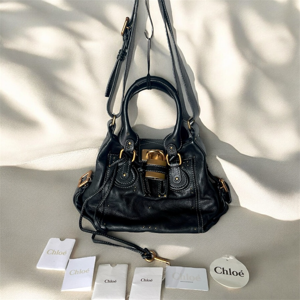 Pre-loved Chloe Paddington 2Way Shoulder Bag Leather in Black  💯 Auth