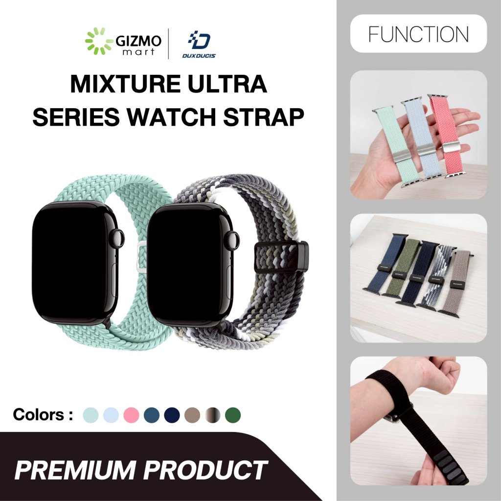 dux ducis รุ่น forApple Watch ขนาด 38-42mm ,42-49mm สีเขียว เทา น้ำเงิน ชมพู Nylon Mixture Ultra Series Watch Strap