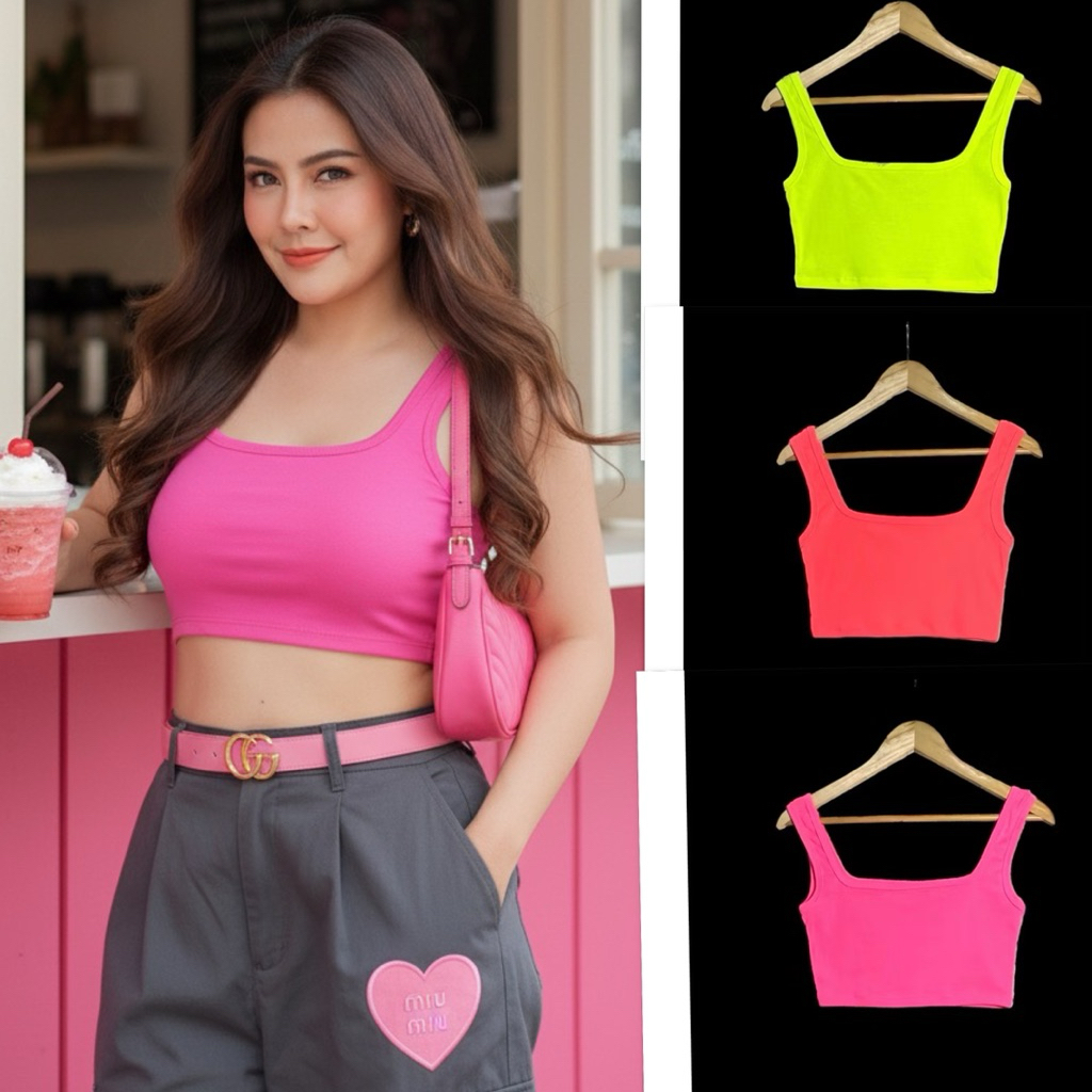 Sns31🧵กล้ามคอยู🧵เสื้อครอป🧵ผ้าร่องrib🧵