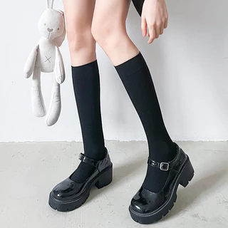 พร้อมส่ง👠ถุงเท้านักเรียน ถุงน่องเนือเข่า สไตล์โลลิต้า ยืดหยุ่นสูง สีพื้น สําหรับสวมใส่ทุกวัน