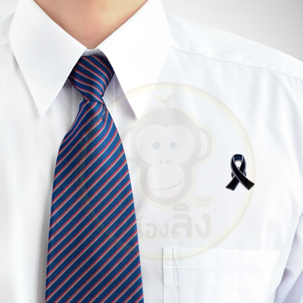 เข็มกลัดริบบิ้น รูปโบว์ เข็มกลัดติดเสื้อไว้อาลัย โบว์ขาวดำ โบว์ไว้ทุกข์ พร้อมส่ง - รูปที่ 3