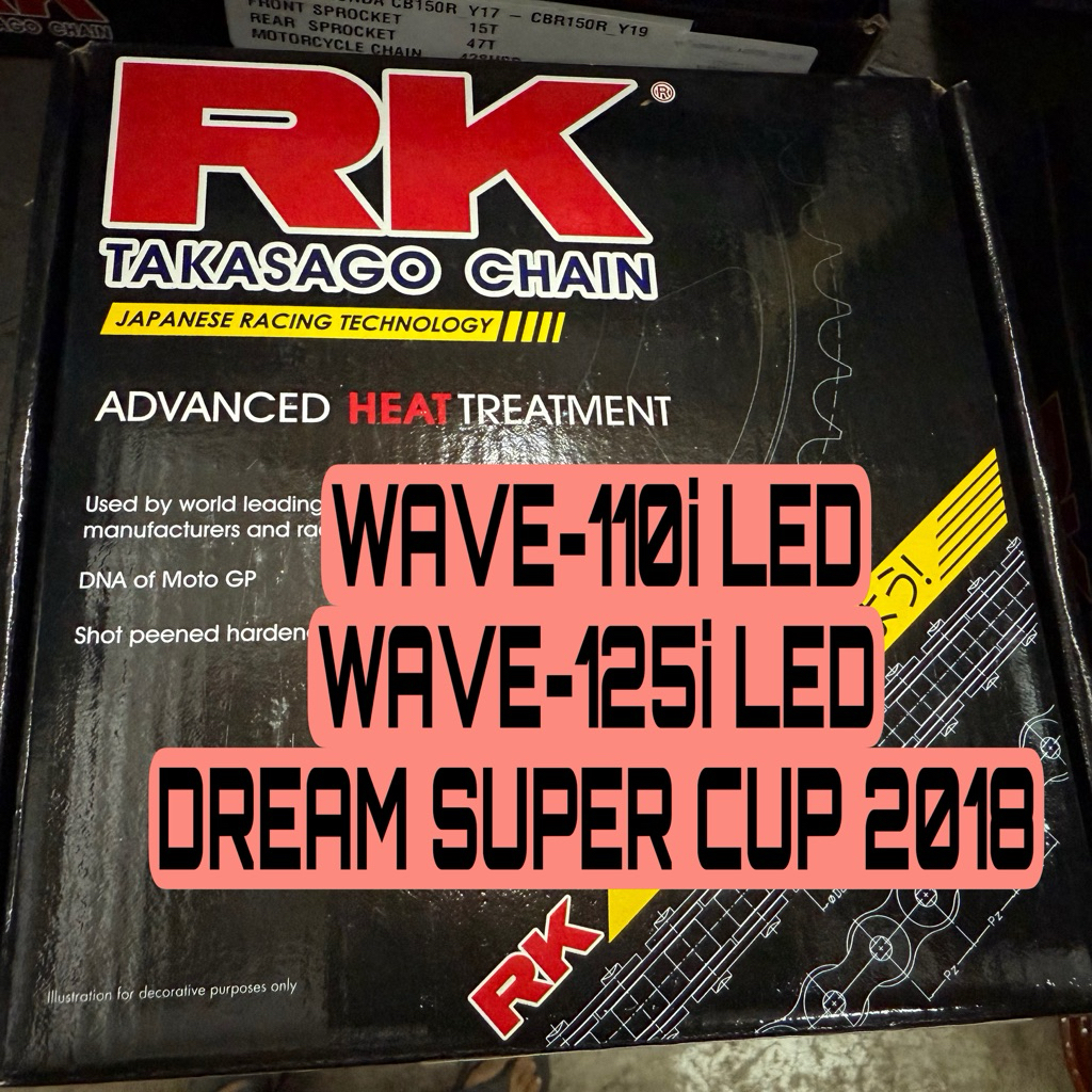 ชุดโซ่สเตอร์RK แท้จากโรงงานมี ทั้ง428และ420 แถมสติ๊กเกอร์ WAVE-LED