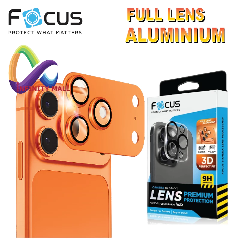 Focus full lens Aluminium ฟิล์มเลนส์กล้อง แบบเต็ม อลูมิเนียม สำหรับ iPhone 17 pro max / 17 pro กันรอยฐานและเลนส์กล้อง