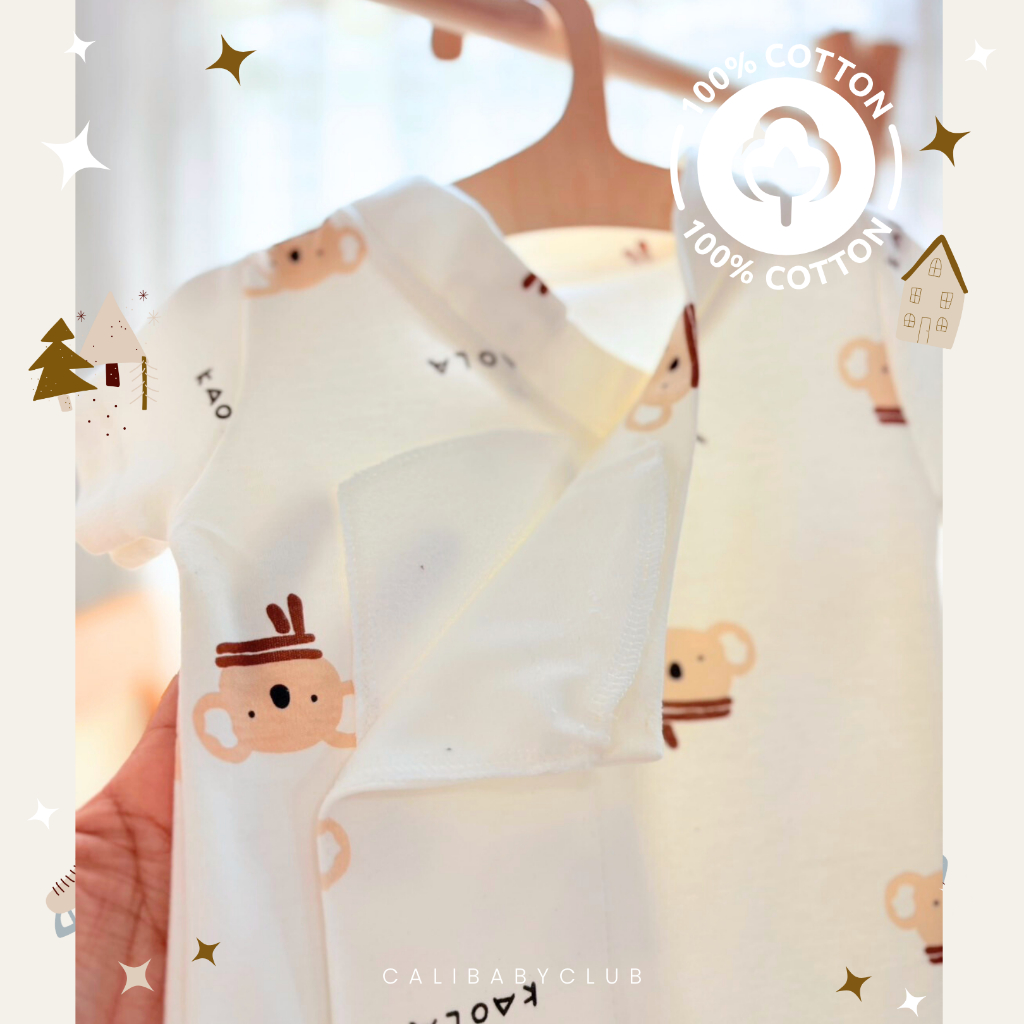 Cali เสื้อเดี่ยว ผ้าดูด แขนสั้น เด็กอ่อน 0-3 เดือน ผ้าCotton 100% *ป้าย Cali baby - รูปที่ 3