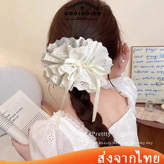 ในไทย💖ยางรัดผมลูกไม้เชือกดึงประดับโบว์ น่ารักหวาน สไตล์เกาหลีเครื่องประดับผมแฟชั่น นักเรียนสำหรับผู้หญิง