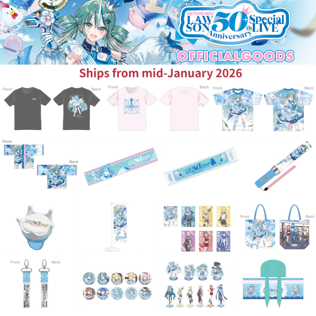 Brand-New Hatsune Miku LAWSON 50th LIVE Official Goods – Japan Exclusive: T-Shirts, Revival Tees, Fu
