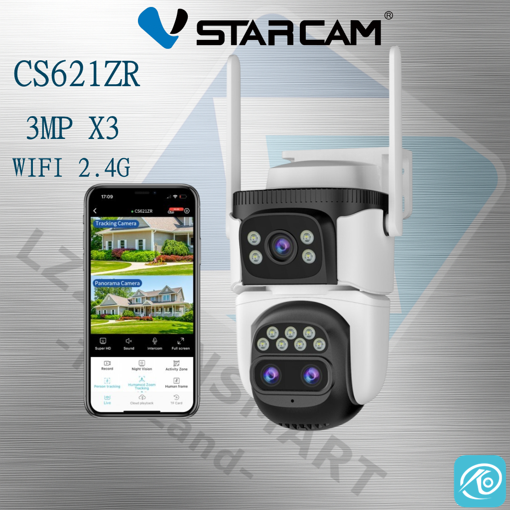 Vstarcam CS621ZR  Lens Zoom 10X กล้องวงจรปิดภายนอกบ้าน ความคมชัด3ล้านพิกเซล ซูมได้10เท่า (เลนส์2 ตัว