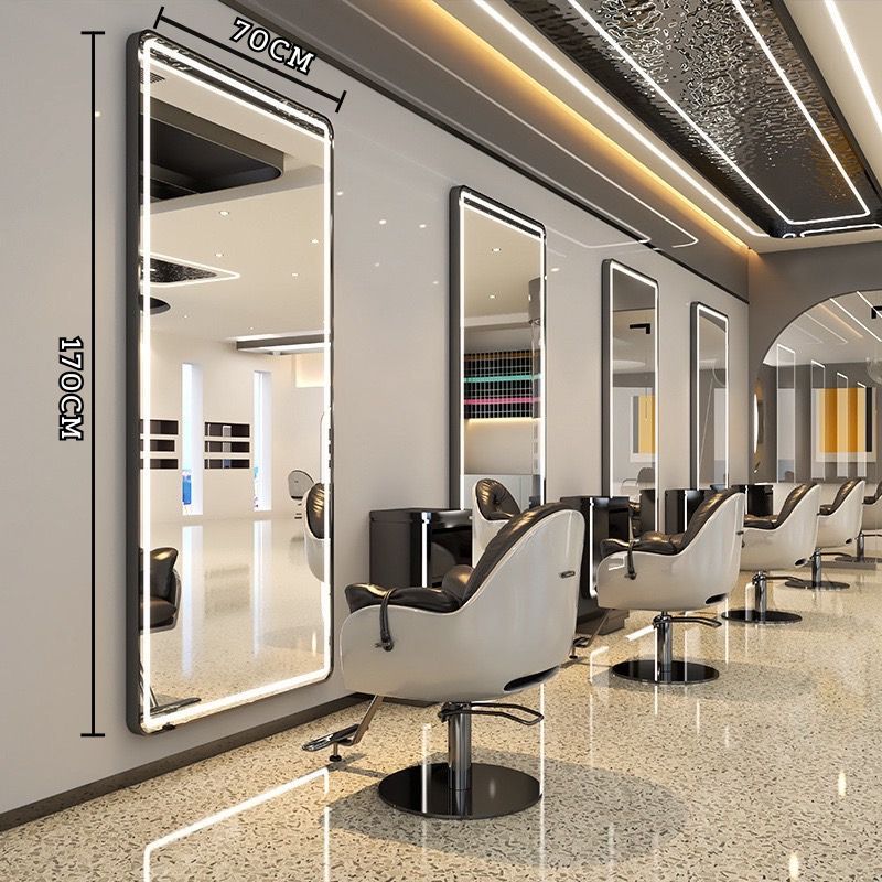 กระจกขอบสีดำ สีทอง กระจกทรงรี ประตู เหลี่ยม ขนาด70*170 cm ร้านตัดผมเสริมสวย กระจกแขวนผนัง ติดผนังร้านทำผมกระจก LED