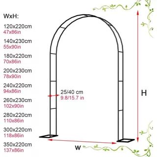 ซุ้มเหล็กดอกไม้กลางแจ้ง สีดำ 140x230x40cm สำหรับไม้เลื้อย ตกแต่งสวน งานแต่งงาน และทางเดินสวน