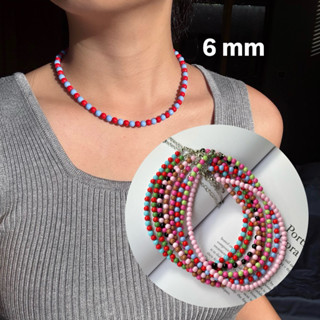 ( 6 mm ) Piing me Necklace | สร้อยคอลูกปัดเม็ดกลมขนาด 6 มิล