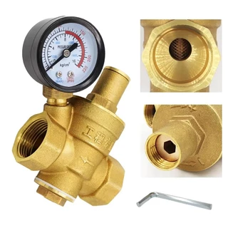 วาล์วลดแรงดันน้ำ พร้อมเกย์แรงดัน pressure reducing valve 1/2-1นิ้ว ปรับแรงดันได้ เครื่องกรองน้ำ วาล์วแรงดันคงที่ รีดิวซิ