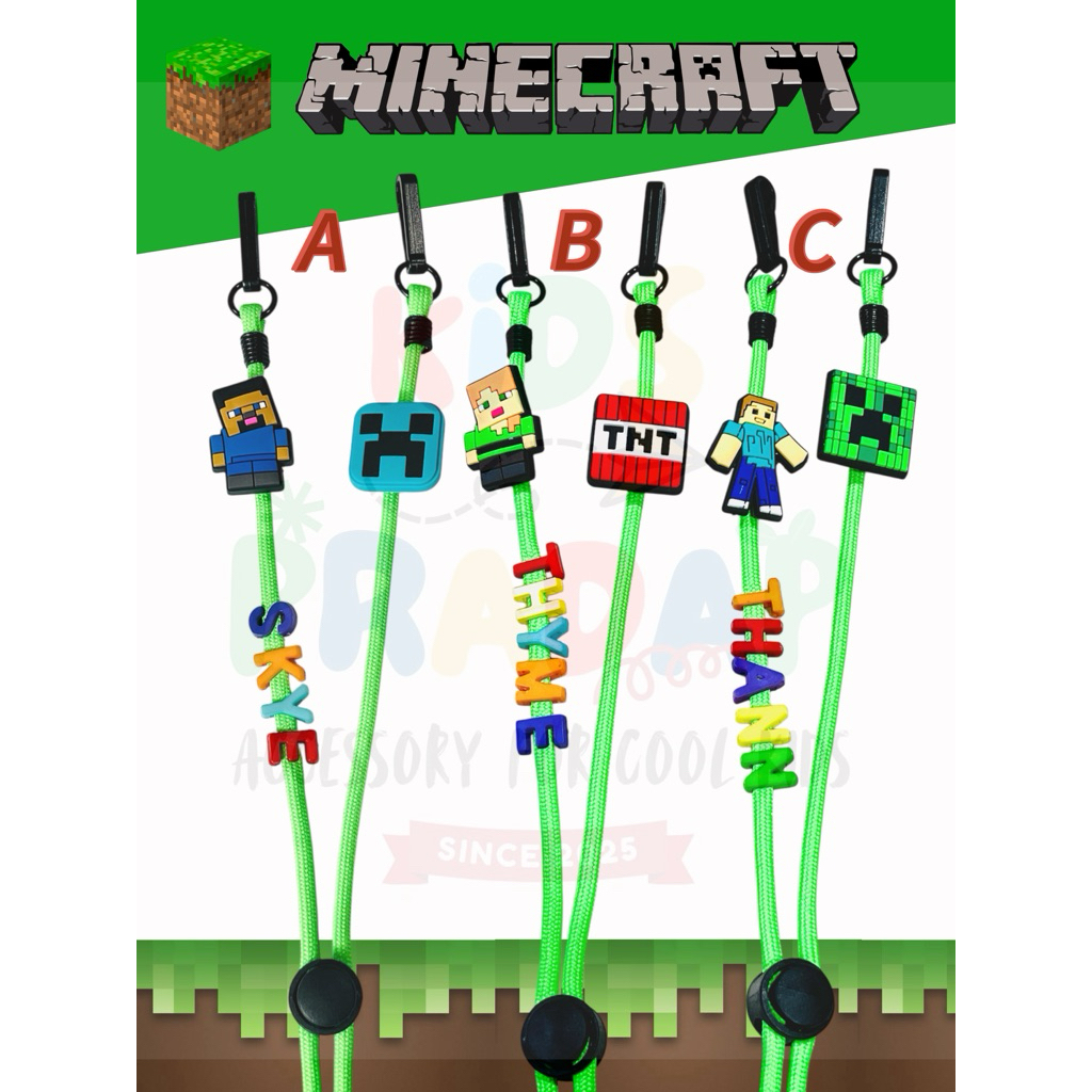 สายคล้องแมสเด็ก มายคราฟ Minecraft ใส่ชื่อได้ ปรับความยาวสายได้ ราคา ถูกที่สุด ดีลบีเคเค รูปภาพหลัก