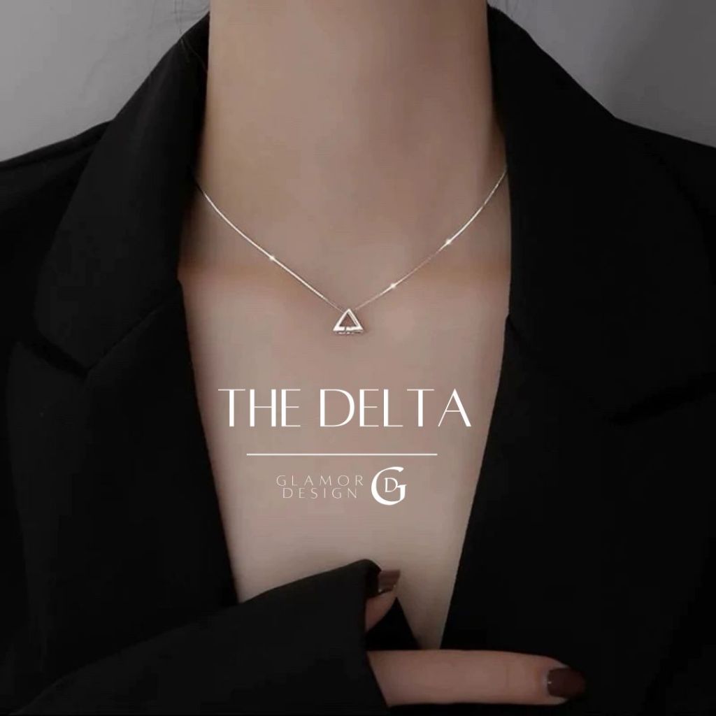 GLAMOR✨สร้อยคอเงิน The Delta สร้อยคอเงินแท้925 สร้อยคอโซลิแทร์สามเหลี่ยม สร้อยคอแฟชั่น สร้อยเพชร
