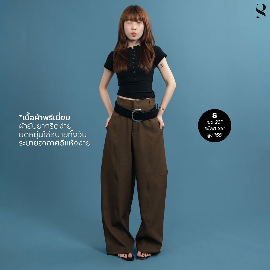Mozi_SP087 – กางเกงทรงบอลลูน Barrel Pants ขาโค้งมน พรางต้นขา ใส่สบาย หุ่นดูเพรียวทุกมุม | SudPung - รูปที่ 3