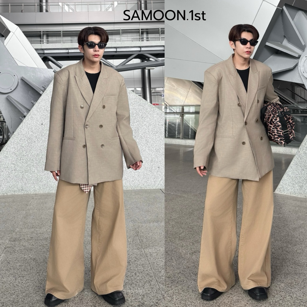 Samoon.1st รุ่น 294 Over Light Brow Blazer เสื้อเบเซอร์ทรงโอเวอร์ไซส์ สีเบจ ทรงสูท เสริมบ่า ใส่คลุม สุดเท่