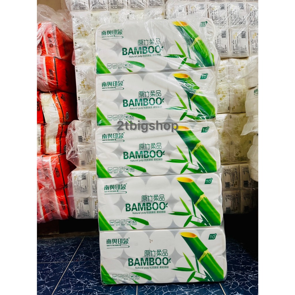 (ยกลัง10 แพ็ค) กระดาษทิชชู่แบมบู BAMBOO 100ม้วน กระดาษทิชชู่ไร้แกน ทิชชู่เนื้อนุ่ม ทิชชู่ห้องน้ำ