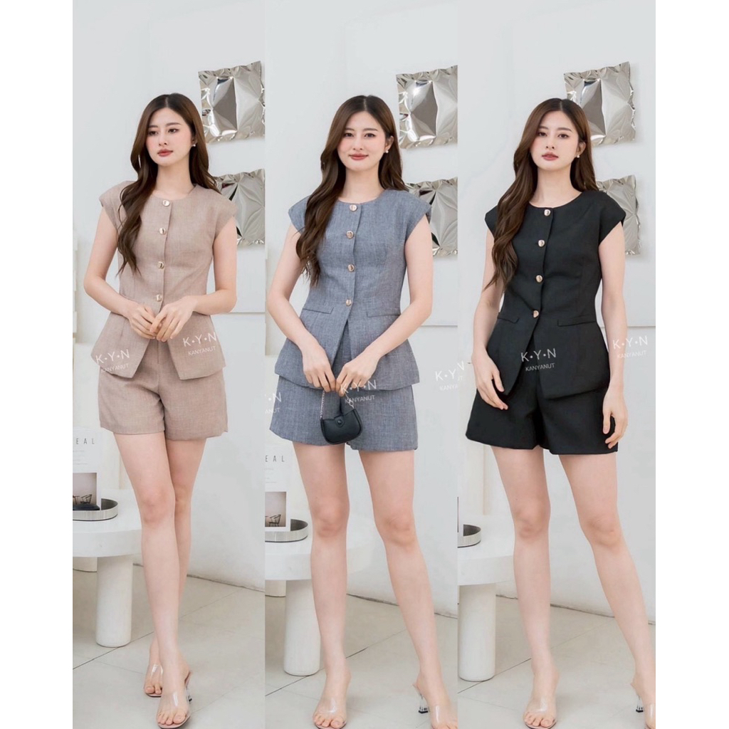 K•Y•N ชุดSet ขาสั้น เสื้อ+กางเกง งานป้าย KYN5105