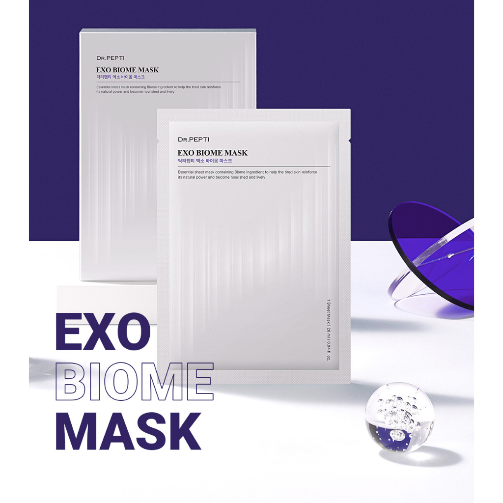 Dr.Pepti Exo Biome Mask 28mL มาส์กเอ็กโซโซมจากแบคทีเรียดี ช่วยฟื้นฟูผิวแข็งแรง ปลอบประโลมผิว เพิ่มความยืดหยุ่น