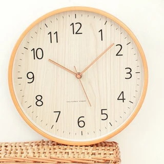นาฬิกาไม้ นาฬิกาแขวนทรงกลม เรียบง่ายและมีสไตล์ ขนาด12นิ้ว ไร้เสียงwall clock