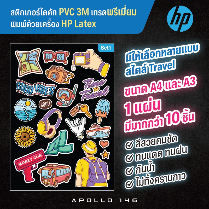 สติ๊กเกอร์ไดคัทสไตล์ท่องเที่ยวแบบเซ็ต 1 แผ่นมีมากกว่า 10 ชิ้น ติดได้ทุกที่ สีสวย กันน้ำ งานพรีเมี่ยม