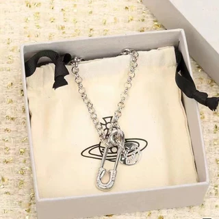 【Vivienne Westwood 】100% สินค้าแท้🚀[ส่งจากท้องถิ่น จัดส่งฟรี]💎จิวเงินแท้ Imo จี้เงินแท้ 100%💎 กล่องของขวัญ ❤️