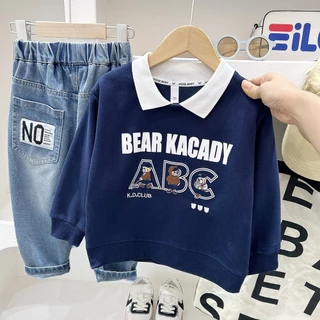 เสื้อผ้าเด็กชาย เสื้อโปโลเด็ก สไตล์เกาหลี หล่อเท่ห์ คอปก ลายอักษร ดีไซน์แฟชั่น ผ้านิ่มนุ่ม สะดวกสบาย ไซส์ 90-150