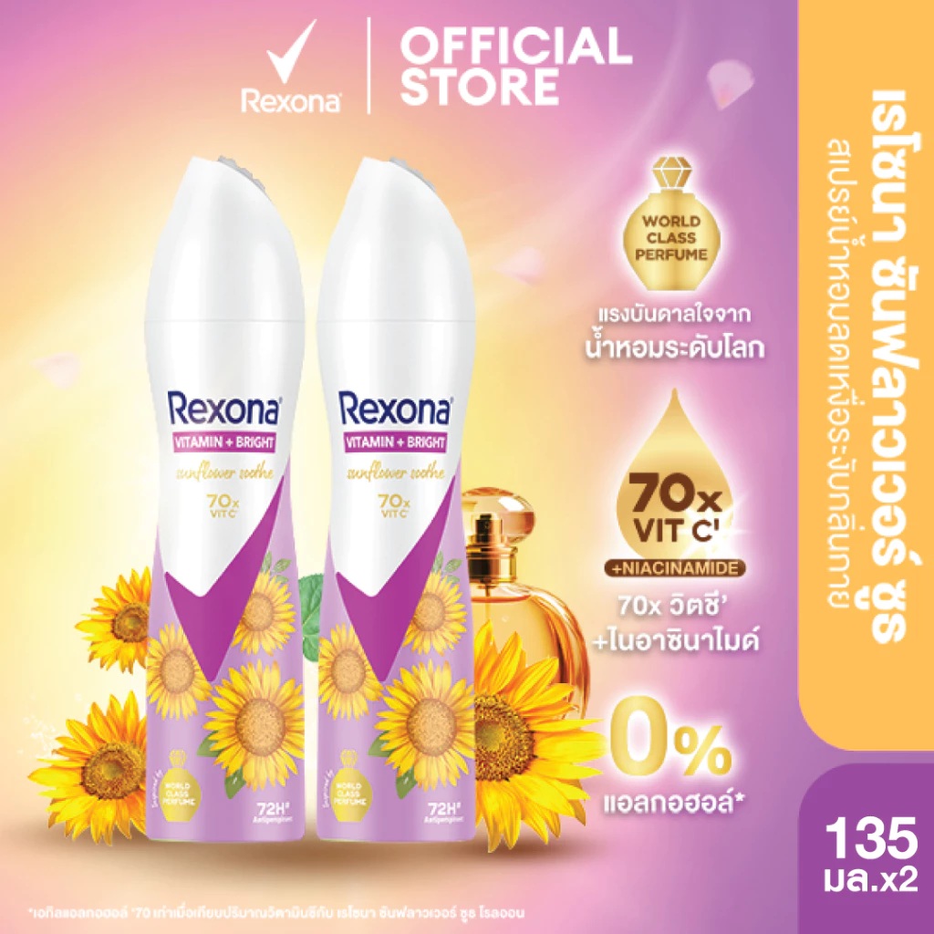 เรโซนา สเปรย์ระงับกลิ่นกาย  แพ็คคู่ 135 มล. Rexona Deodorant Spray 135 ml Twin pack (เลือกสูตรด้านใน) thumbnail 8