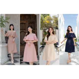 ES-DR25-015 Genevieve Dress เดรสออกงานเปิดไหล่