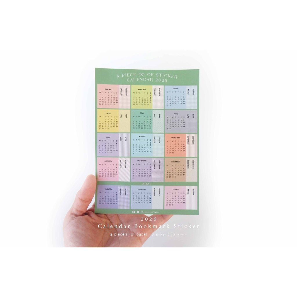 สติกเกอร์คั่นเดือนพร้อมปฏิทินปี 2569 / CALENDAR & BOOKMARK STICKER 2026