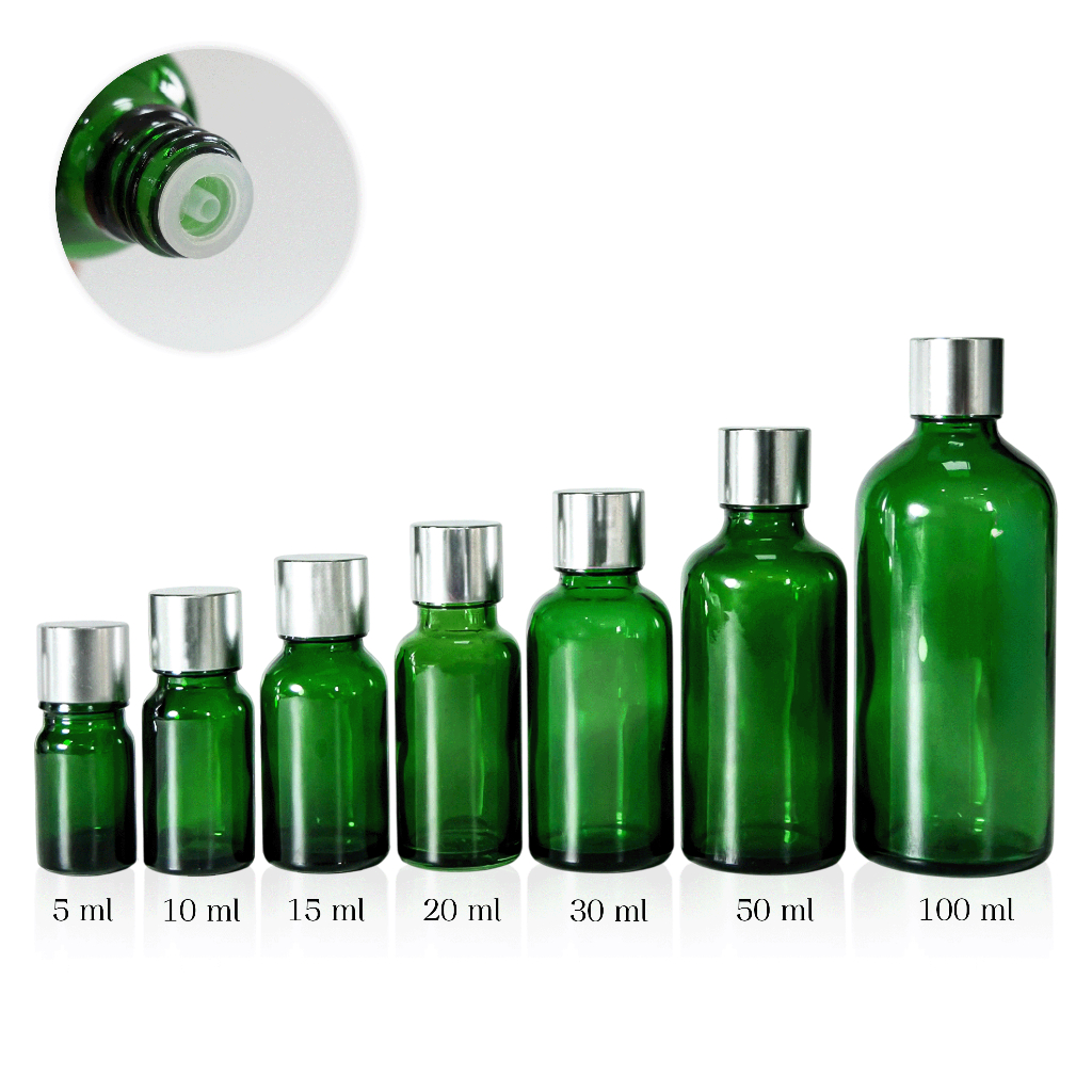 [COSS]ขวดแก้วสีเขียว YB18-G 5ml-100ml ฝาอโรมา น้ำมันหอมระเหย สำหรับขวดเซรั่ม พร้อมส่ง ราคาถูก