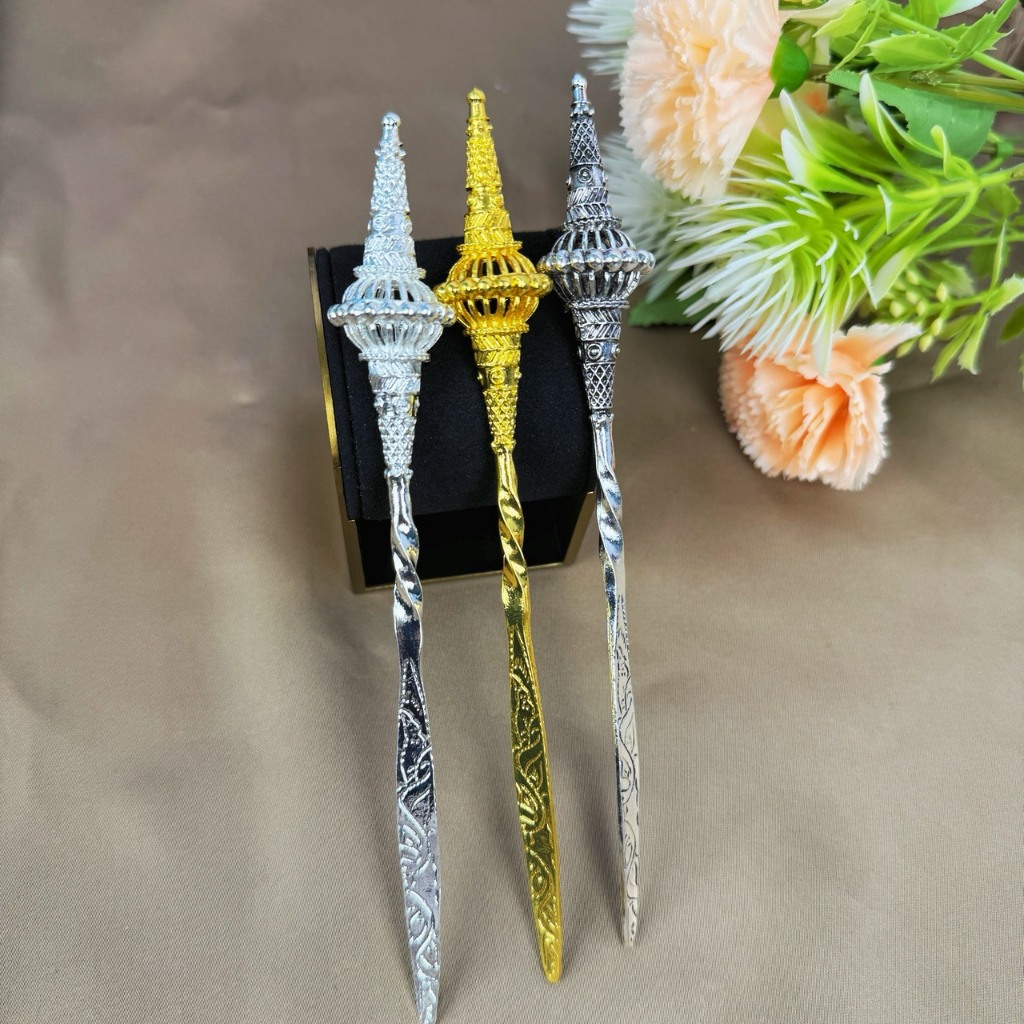 ปิ่นปักผมชุดไทย ปิ่นปักผมโบราณ สีเงิน สีทอง สีเงินรมดำ - รูปที่ 4