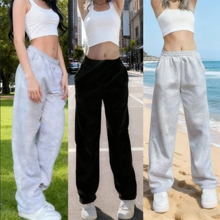Fancy Fashion กางเกงลำลองสตรี กางเกงวอร์ม ายกางเกงขายา เอวสูงเพื่อแสดงความผอม 3 สีให้เลือก มีไซส์ M-2XL