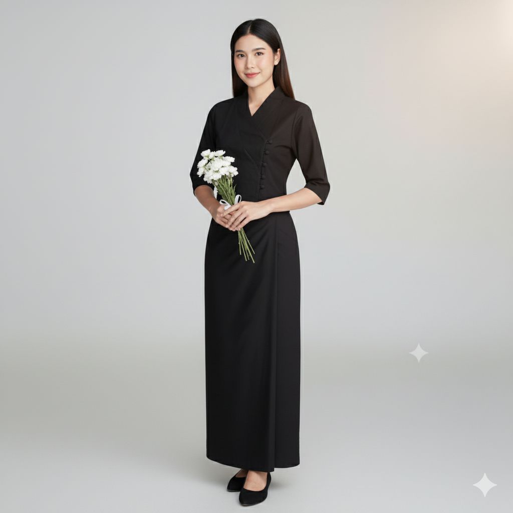 ชุดสีดำล้วนผ้าฝ้าย มีแบบ จิตรลดา เจ้าหญิง สินค้าพร้อมส่งคะ - รูปที่ 3