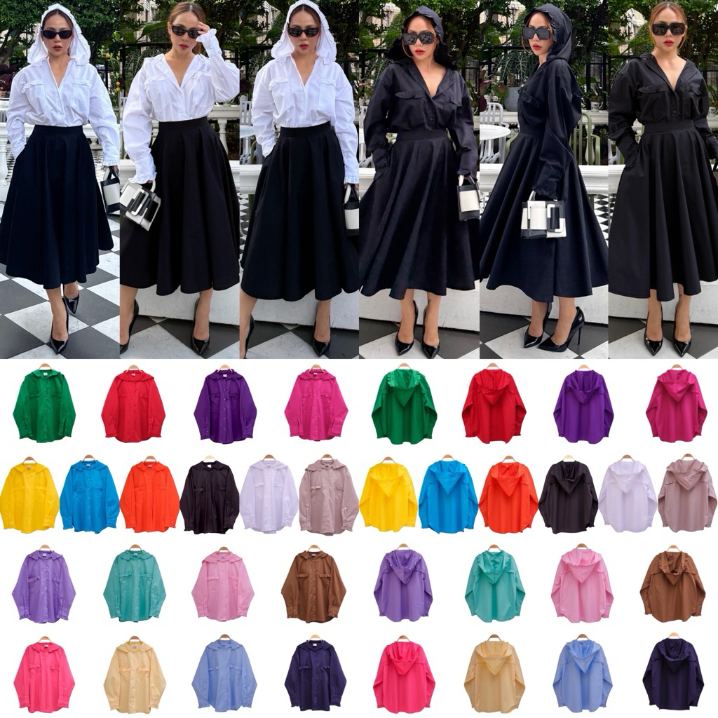 Bright by Aruna:Hoodie cotton shirt(เชิ้ตฮู้ด)21สี