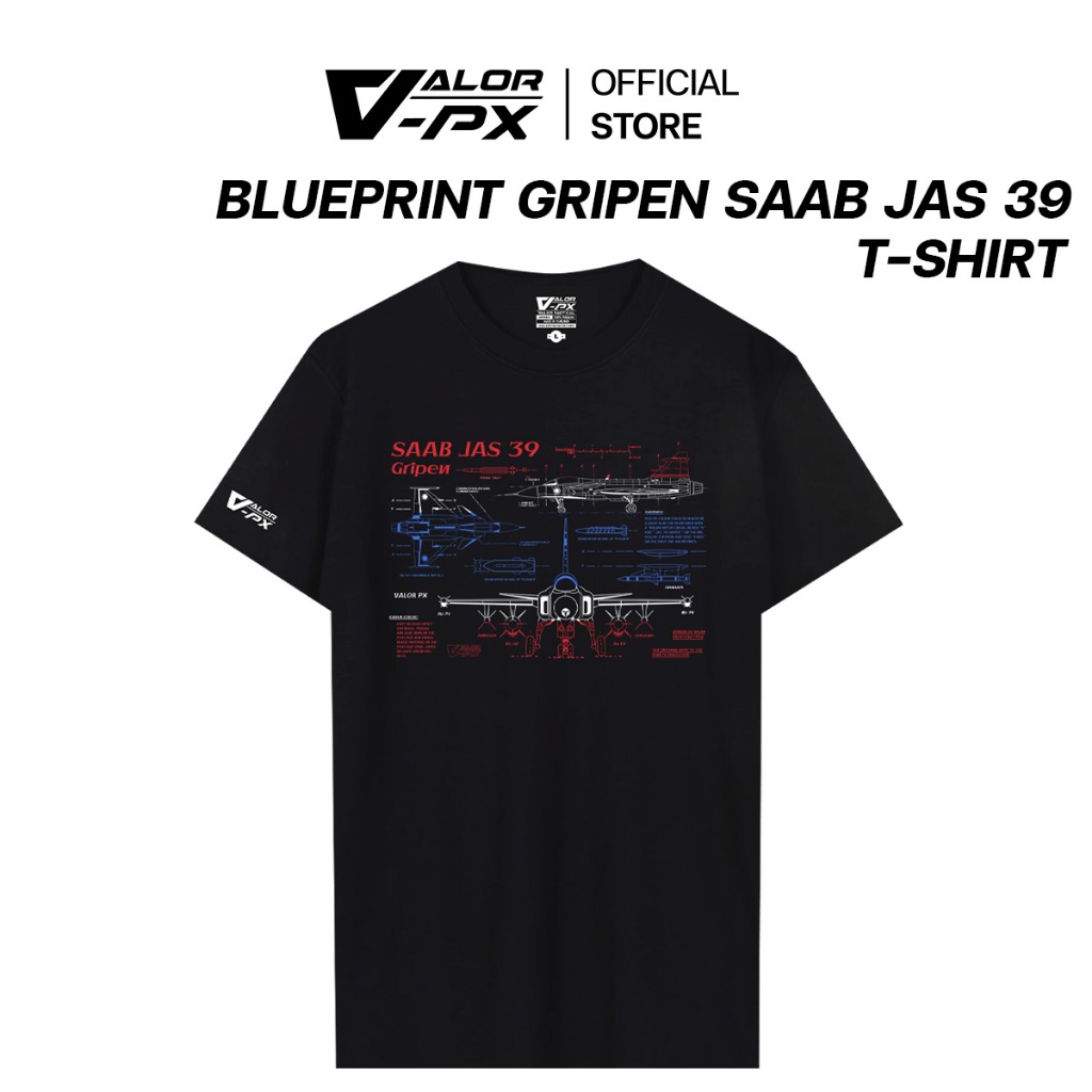 Valor PX - Blueprint Gripen Saab JAS 39 Collection 2025 เสื้อยืด สกรีนลาย tactical ลายกราฟิก ผ้าระบา