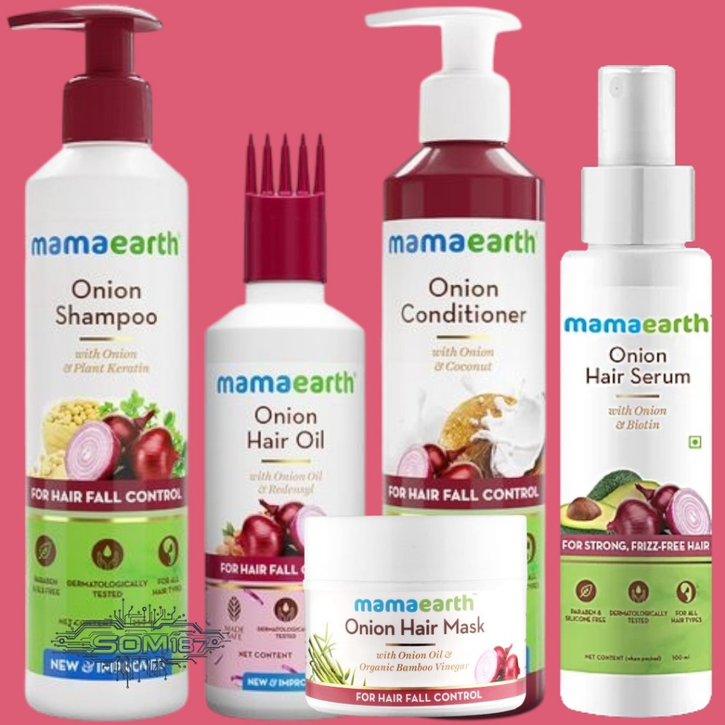 Mamaearth Anti Hair Fall Onion Spa ແຊມພູ ແລະ ຄອນດິຊັນເນີ (ຊຸດສະປາຫົວຜັກເຂົ້າໃຫຍ່) ຊ່ວຍຫຼຸດຜົມຮ່ວງ
