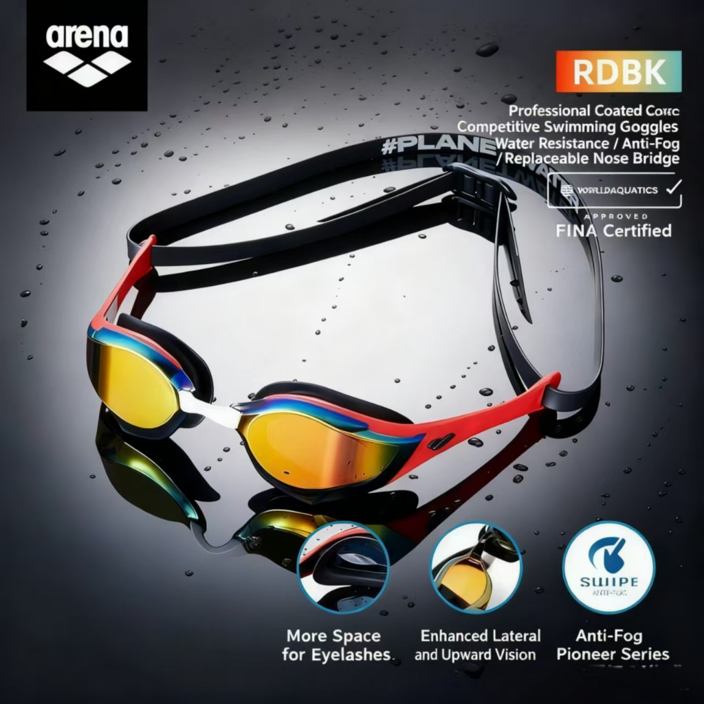 ว่ายน้ำ180M แว่นตาว่ายน้ำ arena สารเคลือบกันฝ้า Arena Lion