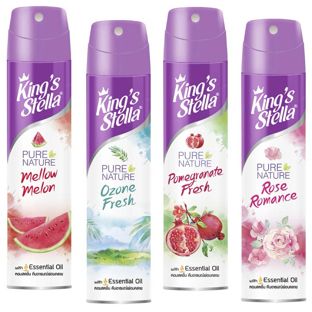 T East King Stella pure nature ozone fresh / Mellon mellow 300 ml. สเปรย์ปรับอากาศ กลิ่นโอโซน / แตงโ