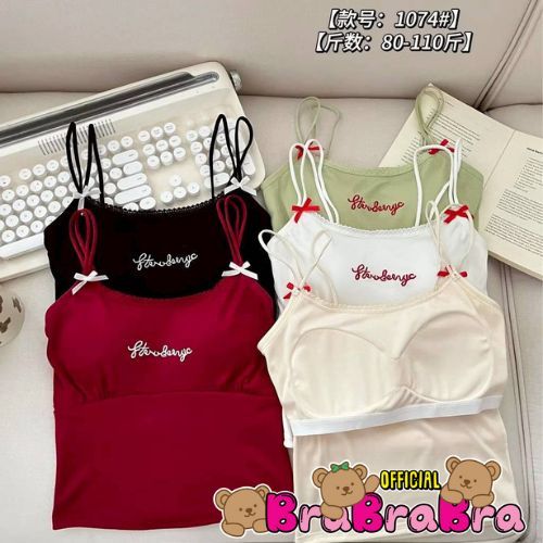 [ส่งจากไทย] 𝑩𝒓𝒂𝑩𝒓𝒂𝑩𝒓𝒂 #bra-311 เสื้อสายเดี่ยวคู่  บราฟองน้ำ บราสายเดี่ยว มีโบว์