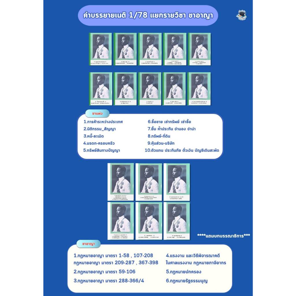 หนังสือคำบรรยายเนติบัณฑิต ภาค 1/78 ปีการศึกษา 2568 แยกรายวิชา ขาแพ่ง+ขาอาญา แถมบทบรรณาธิการ #แยกจากเล่มจริงจากเนติ