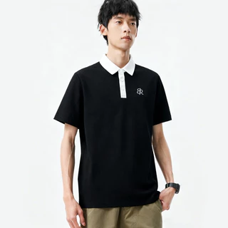 B&R สไตล์ญี่ปุ่น เสื้อโปโลผู้ชาย ผ้าวาฟเฟิล การออกแบบประกบ หลวมและหลากหลาย