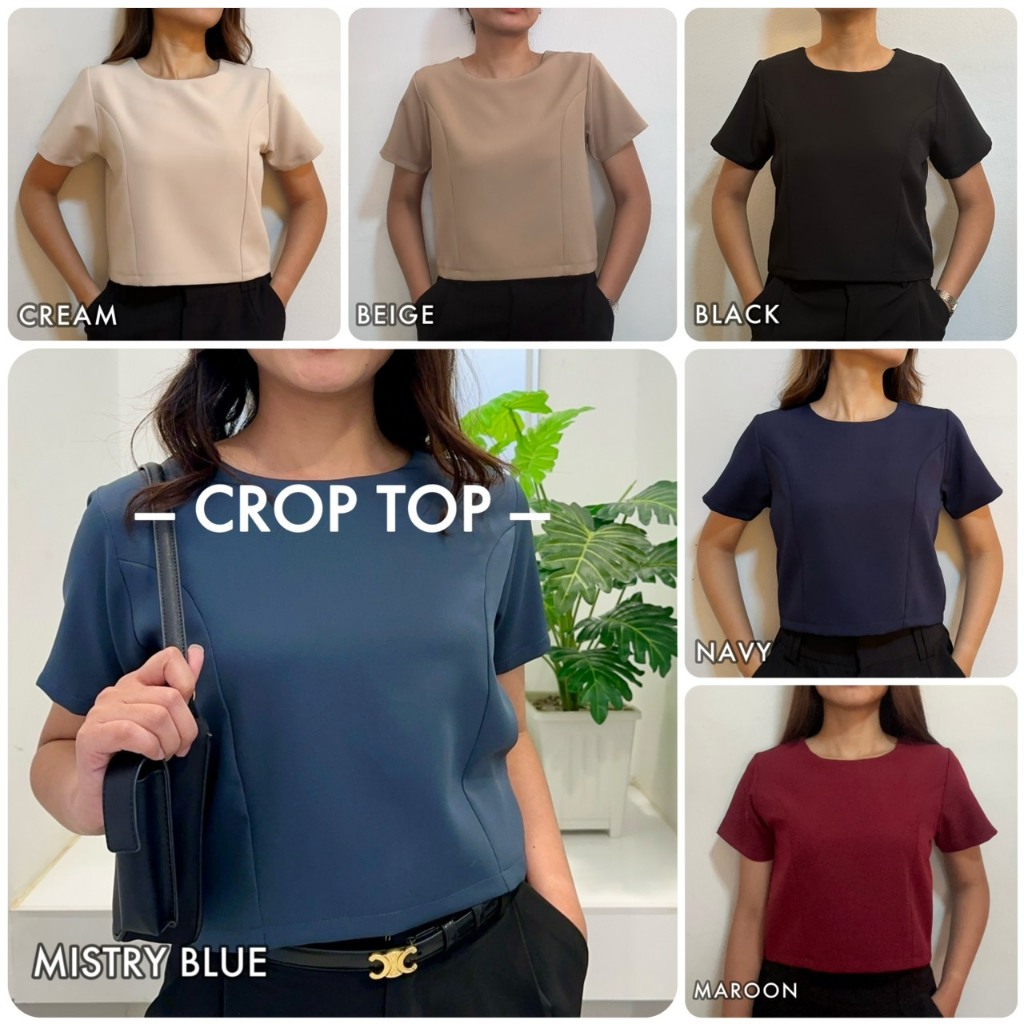 Crop top เสื้อครอปแขนสั้น คอกลม (S.M.L)