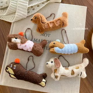 Kawaii Dachshund ตุ๊กตาตุ๊กตาการ์ตูนตุ๊กตาลูกสุนัขพวงกุญแจจี้กระเป๋าเป้สะพายหลัง Charm กระเป๋าน่ารักแขวนตกแต่งของขวัญเด็