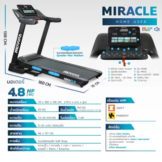 MERRIRA ลู่วิ่งไฟฟ้า 4.5 แรงม้า รุ่น MX-850 และ MX-880 เชื่อมต่อ Zwift ได้ มี Bluetooth ลำโพง ปรับความชันอัตโนมัติ