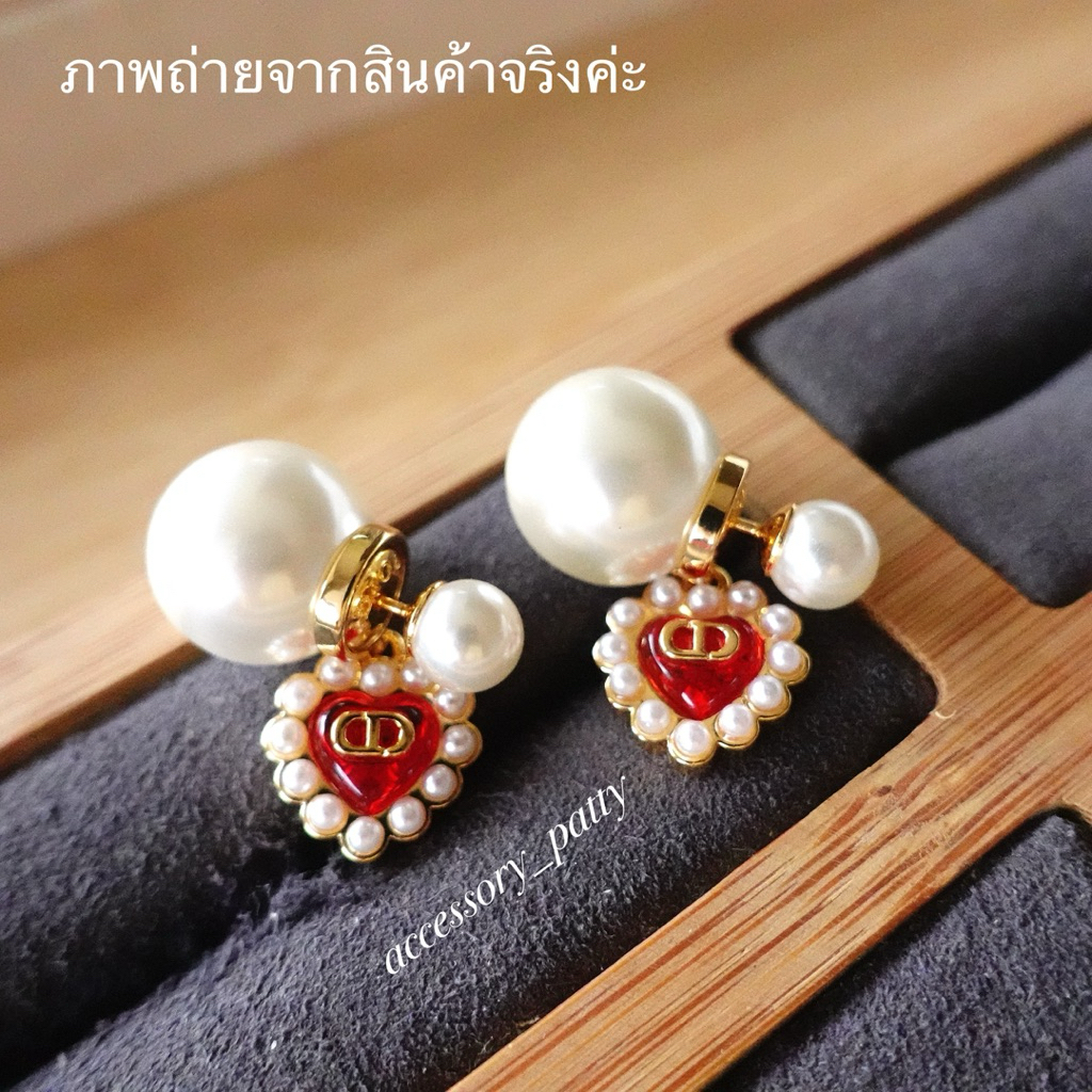 ♥️ต่างหูมุกก้านเงิน รุ่นD/56 จี้หัวใจสีแดงล้อมมุก สวยมากๆค่ะ งานสวยเป๊ะสุดค่ะ✨ - รูปที่ 2