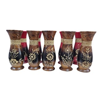 แจกันไม้แกะลาย งานทำมือ