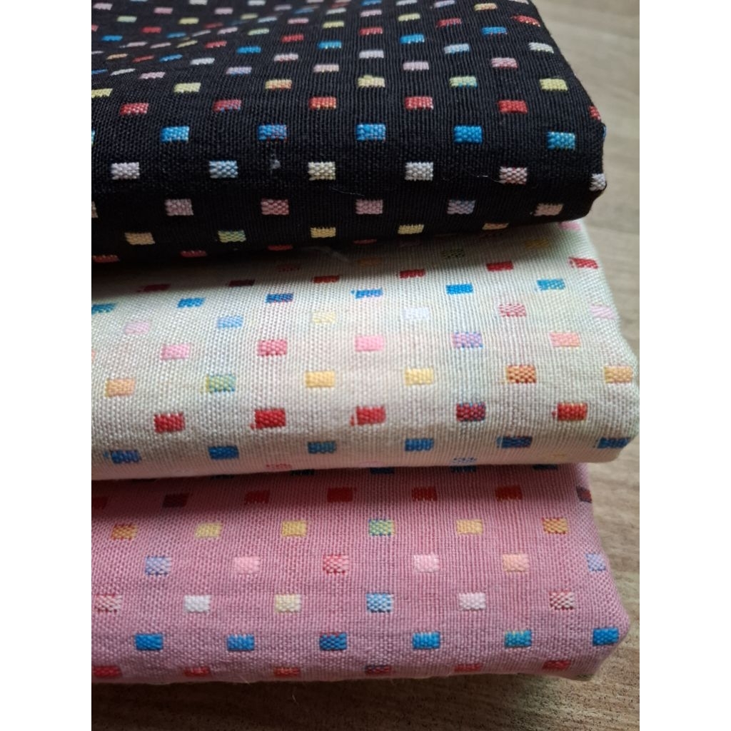ผ้าทอญี่ปุ่น ลายตารางเล็ก ยกเซ็ต3ผืน  (35*145cm)*3