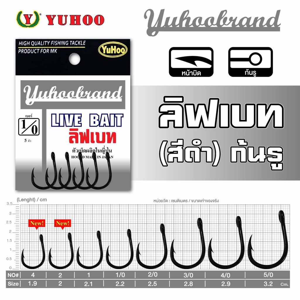 ตัวเบ็ดYUHOO ลิฟเบทหนาคมแข็ง