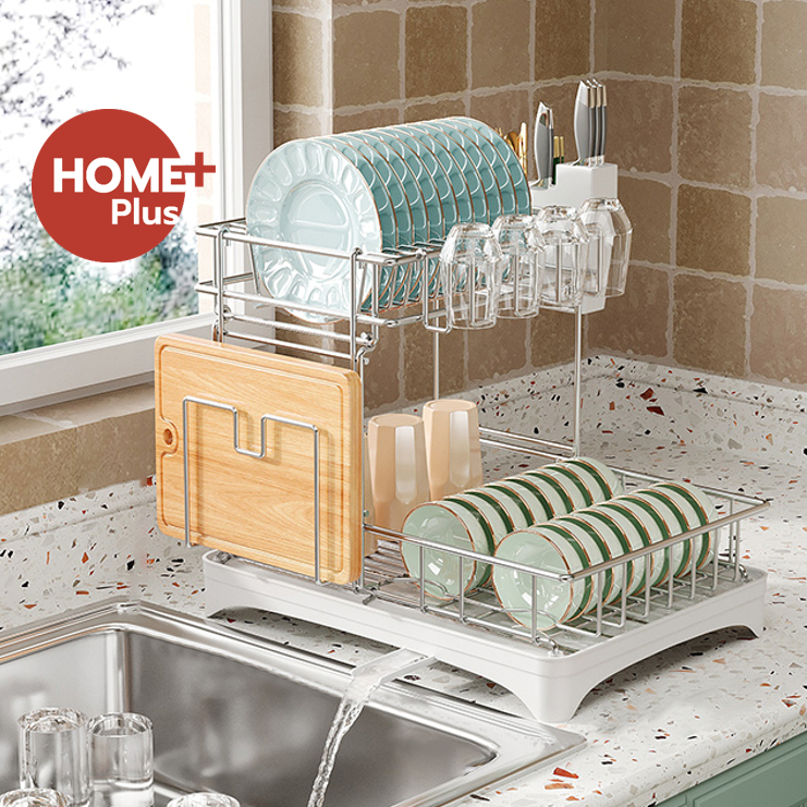 Homeplus <ไม่ต้องติดตั้ง 0 สกรู > ชั้นวางเครื่องอบแห้งจานครัว  เครื่องระบายน้ําจานสแตนเลส