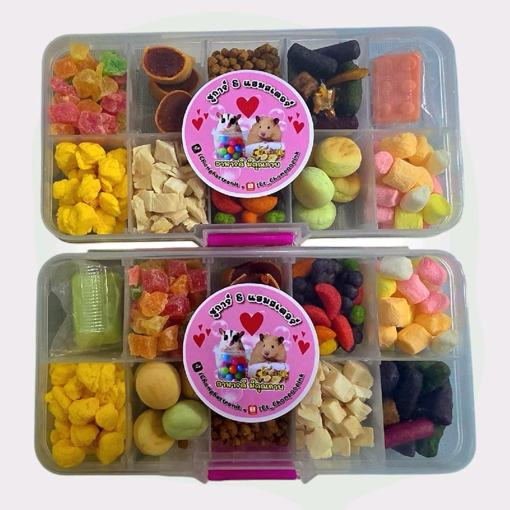 ขนมชูก้า ขนมกระรอก อาหารชูการ์ อาหารว่างสัตว์ฟันแทะแบบกล่องรวมคละขนมแตกต่างกัน เพื่อความหลากหลาย